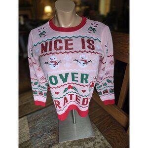 NoBo Ugly Christmas Sweater 3D Juniors XL 16-18 Snowman Nice is Overrated"‎